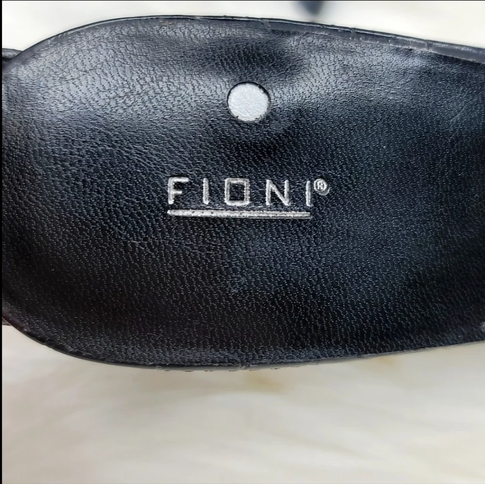 Fioni Strappy Black Leather Crocodile Alligator Print High Heels